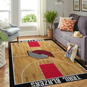 Portland Trail Blazers Basketball Team Logo With Stadium NBA Rug Home Decor