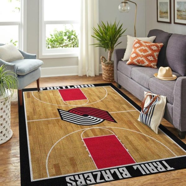 Portland Trail Blazers Basketball Team Logo With Stadium NBA Rug Home Decor