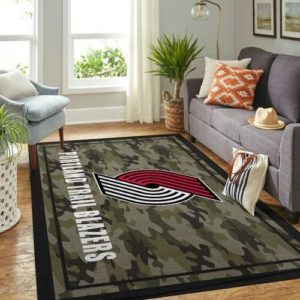 Portland Trail Blazers Camouflage NBA Rug Home Decor