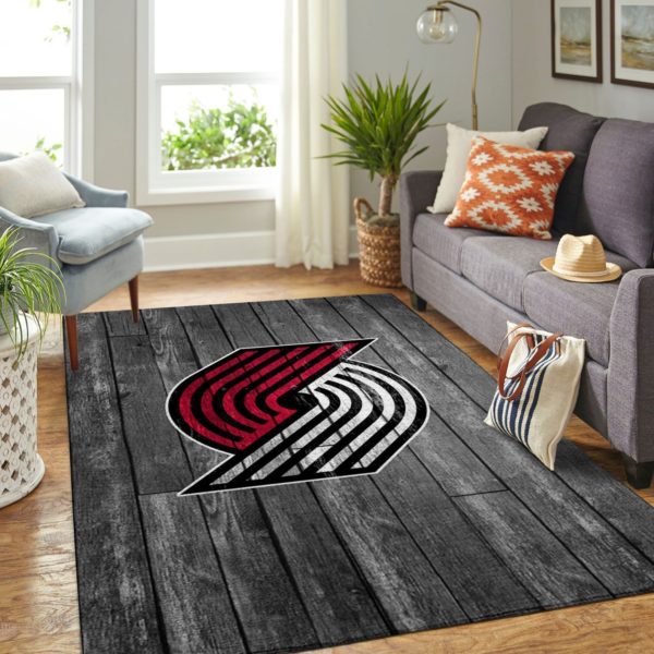 Portland Trailblazers Basketball Team Logo Wooden Style Gifts NBA Rug Home Decor