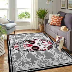 Portland Trailblazers Team Logo Skull Flower Style Nice Gift NBA Living Room Carpet Rug Home Decor