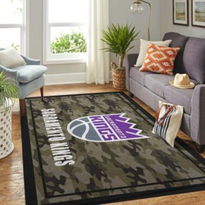 Sacramento Kings Team Logo Camo NBA Rug Home Decor
