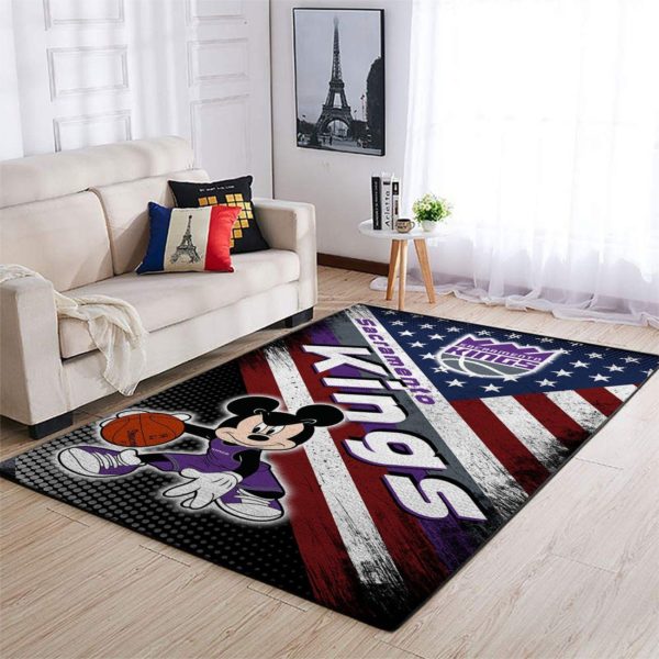 Sacramento Kings Team Logo Mickey US Style Nice Gift NBA Living Room Carpet Rug Home Decor