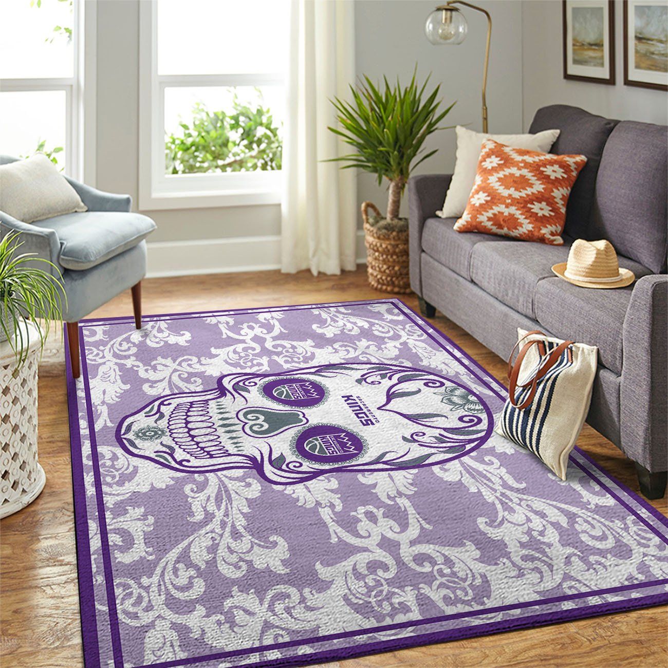 Sacramento Kings Team Logo Skull Flower Style Nice Gift NBA Living Room Carpet Rug Home Decor Sacramento Kings Team Logo Skull Flower Style Nice Gift NBA Living Room Carpet Rug Home Decor