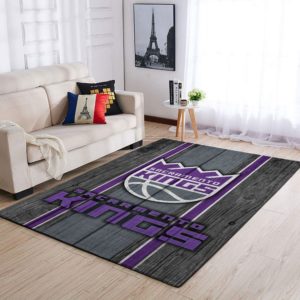 Sacramento Kings Team Logo Wooden Style Nice Gift NBA Rug Home Decor