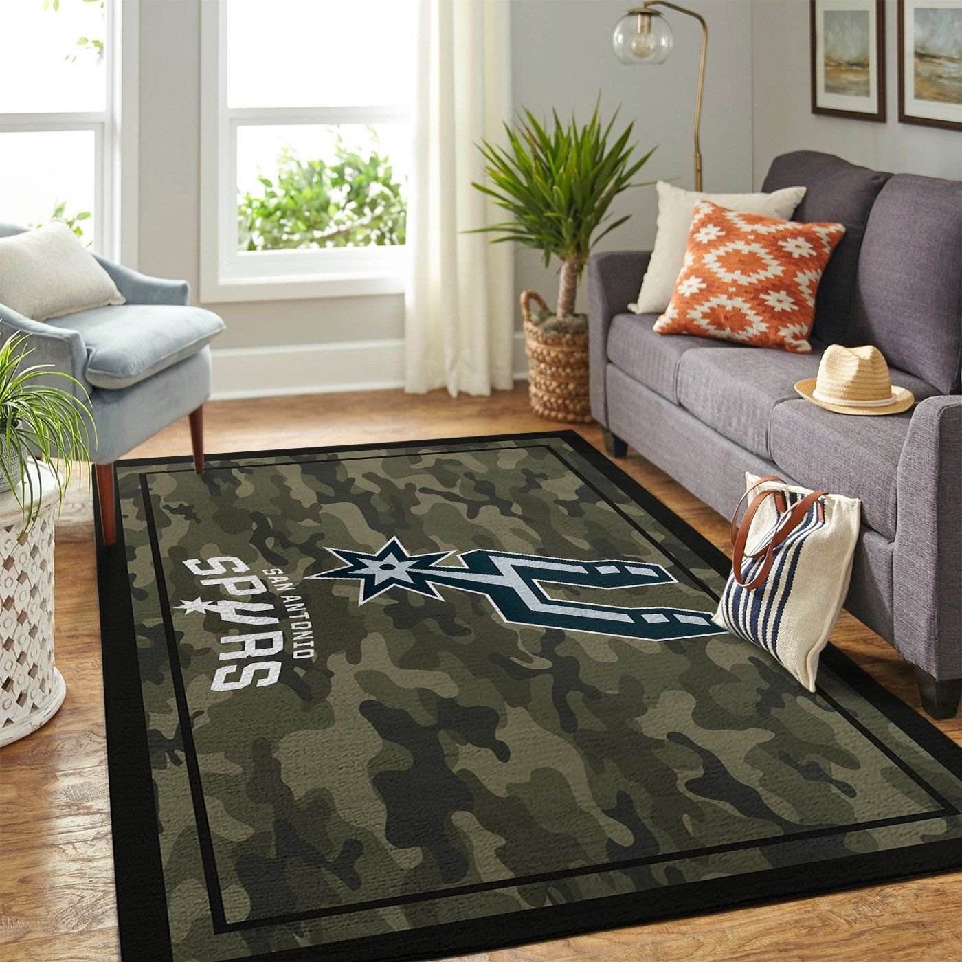 San Antonio Spurs Camouflage NBA Rug Home Decor San Antonio Spurs Camouflage NBA Rug Home Decor