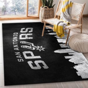San Antonio Spurs Skyline Black And White NBA Living Room Carpet Rug Home Decor