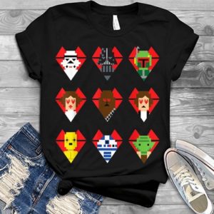 Star Wars Character Pixel Hearts  Valentine’s Day Gift T-shirt