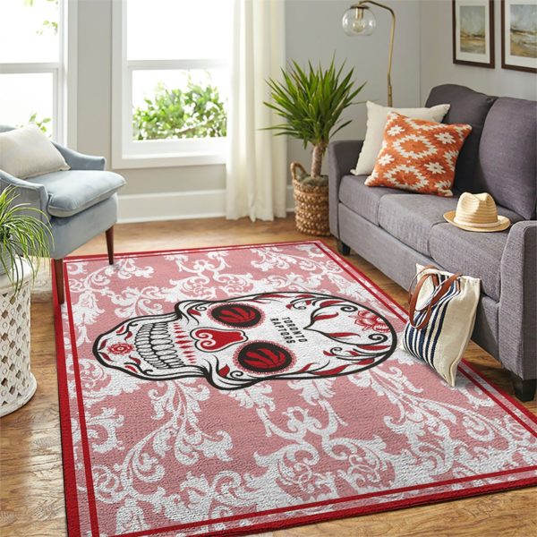 Toronto Raptors Team Logo Skull Flower Style Nice Gift NBA Rug Home Decor