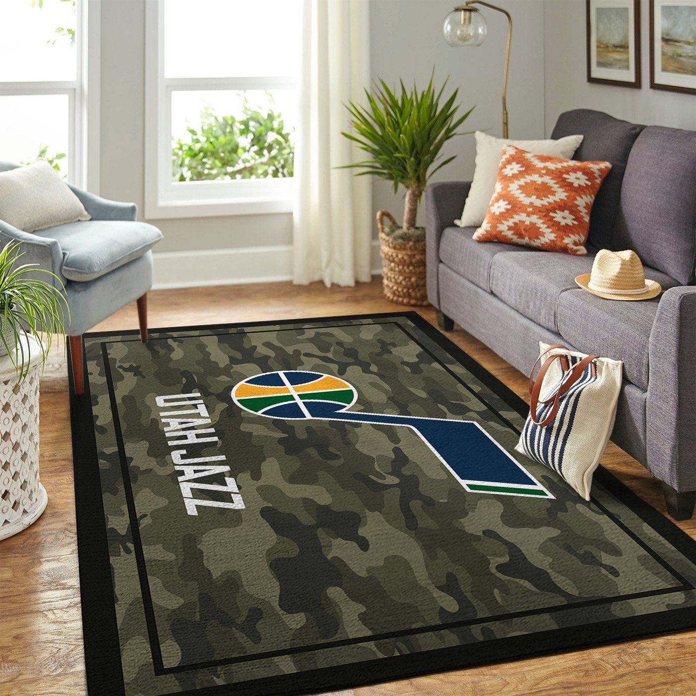 Utah Jazz Team Logo Camouflage NBA Living Room Carpet Rug Home Decor Utah Jazz Team Logo Camouflage NBA Living Room Carpet Rug Home Decor