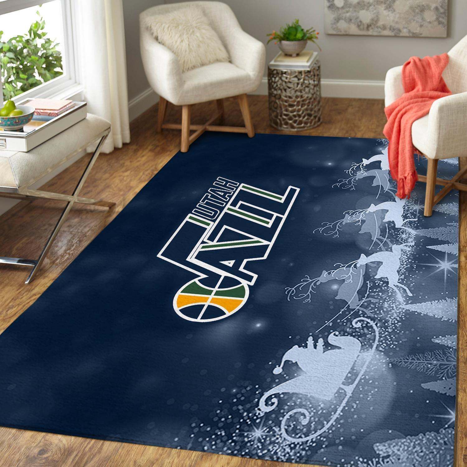Utah Jazz Team Logo Christmas NBA Living Room Carpet Rug Home Decor Utah Jazz Team Logo Christmas NBA Living Room Carpet Rug Home Decor