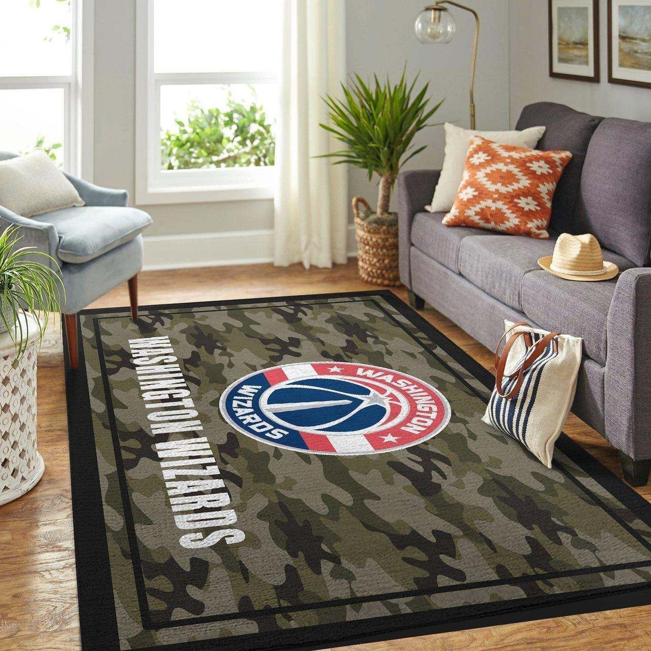 Washington Wizards Team Logo Camouflage NBA Rug Home Decor Washington Wizards Team Logo Camouflage NBA Rug Home Decor