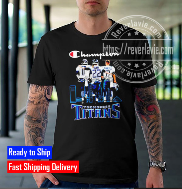 A. J. Brown And Derrick Henry And Ryan Tannehill Signatures Tennessee Titans Classic T-Shirt