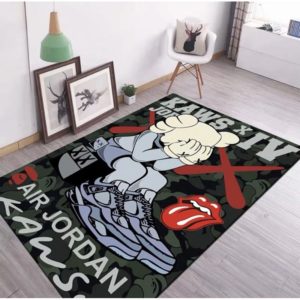 Air Jordan Kaws Camouflage Sneaker Rug Home Decor