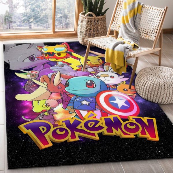 Avengers Pokemon Team Rug Home Decor