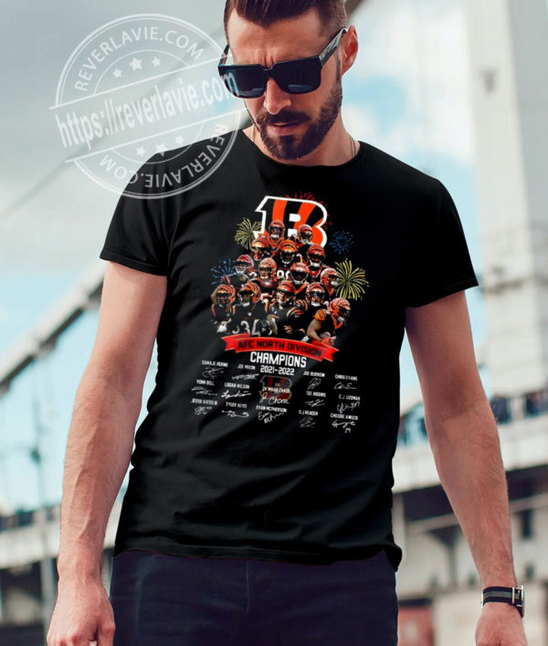 2021 2022 Cincinnati Bengals Team Signature Conference championships T-Shirt