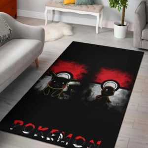 Charmander With Pikachu Silhouette Pokeball Pokemon Rug Home Decor