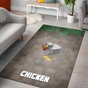 Chicken Minecraft Bedroom Area Rug Design
