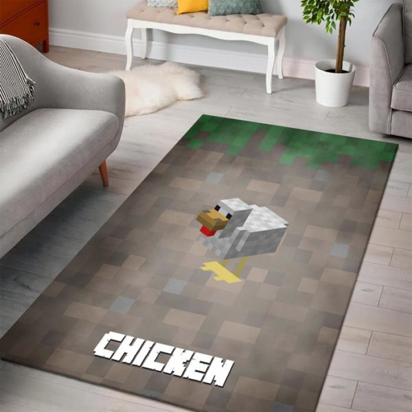 Chicken Minecraft Bedroom Area Rug Design