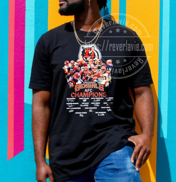 Cincinnati Bengals Team 2021 2022 AFC Champions Signature T-Shirt