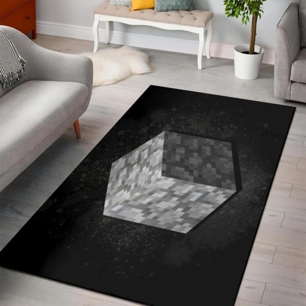 Cobblestone Minecraft Bedroom Area Rug Design