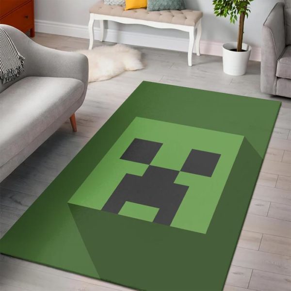 Creeper Head Minecraft Bedroom Area Rug Design
