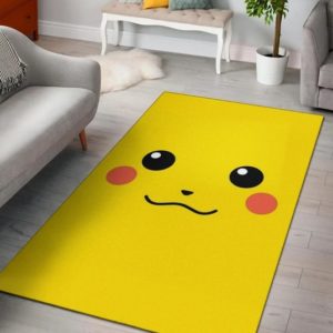 Cute Minimalist Pikachu Yellow Face Pokemon Rug Home Decor