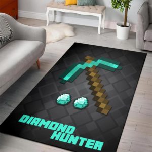 Diamond Hunter Minecraft Bedroom Area Rug Design
