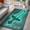 Diamond Sword Minecraft Bedroom Area Rug Design