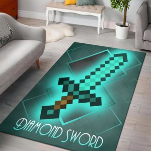 Diamond Sword Minecraft Bedroom Area Rug Design
