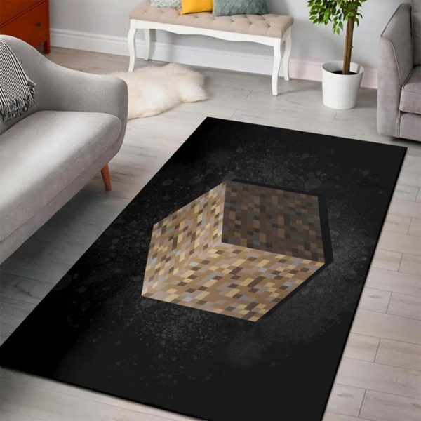 Dirt Block Minecraft Bedroom Area Rug Design