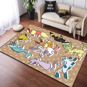 Eevee Evolution Playing Pokemon Rug Home Decor