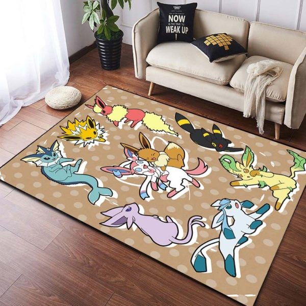 Eevee Evolution Playing Pokemon Rug Home Decor