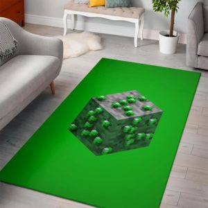 Emerald Ore Minecraft Bedroom Area Rug Design