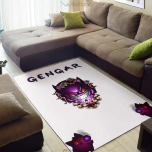 Evil Black Gengar Dark Power White Pokemon Rug Home Decor