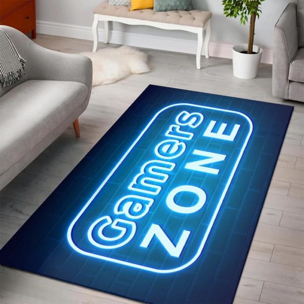 Gamer Zone Neon Minecraft Bedroom Area Rug Design