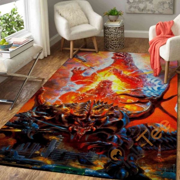Godzilla vs Battra Monster Area Rug Home Decor