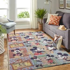 Happy Mickey Mouse And Minnie Mouse Rug Home Decor