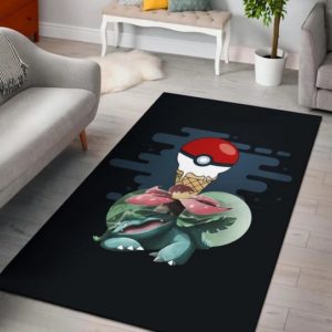 Ice Cream Pokeball Melting Funny Venusaur Pokemon Rug Home Decor