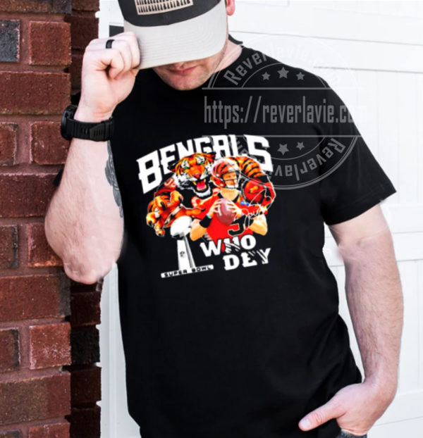 Joe Burrow Who Dey Cincinnati Bengals Champions Super Bowl Signature T-Shirt