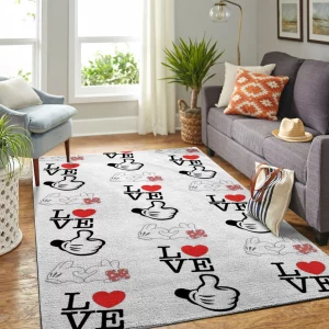 Mickey And Minnie Mouse Globes Love Sign Rug Home Decor