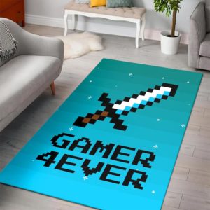 Minecraft Gamer 4ever With Sword Minecraft Bedroom Area Rug Design