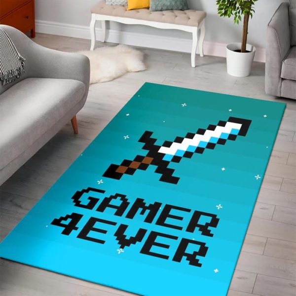 Minecraft Gamer 4ever With Sword Minecraft Bedroom Area Rug Design