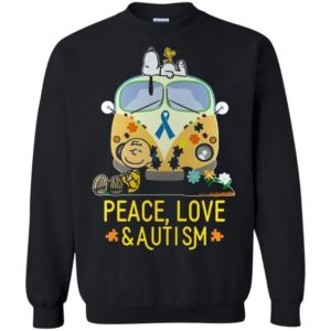 Peace Love And Autism Snoopy Sweatshirt