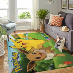 Pikachu and Eevee Pokemon Rug Home Decor