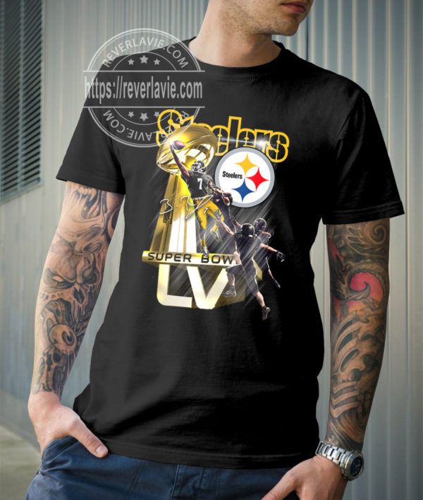 Pittsburgh Steelers Football Ben Roethlisberger Trophy Super Bowl Signature T-Shirt