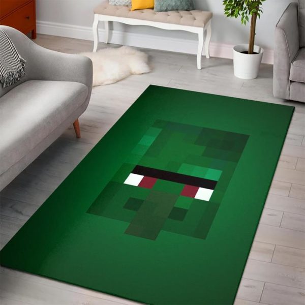 Zombie Villager Minecraft Bedroom Area Rug Design