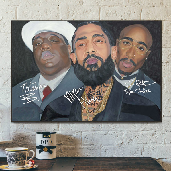 2pac Big Nipsey Signature 90s Hip Hop Poster Canvas