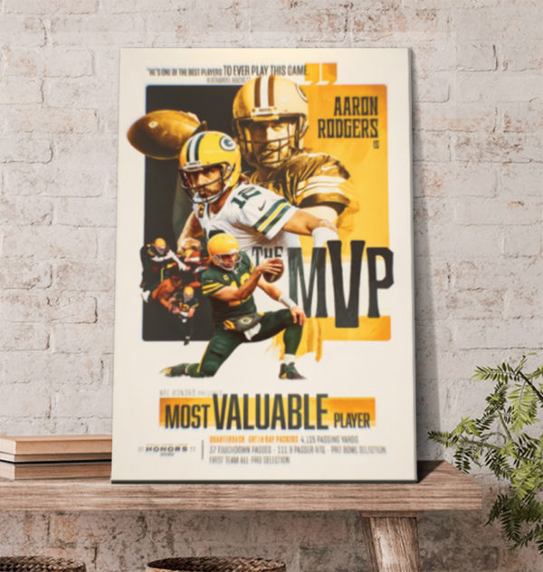 Aaron Rodgers 12 Green Bay Packers Wins Back-To-Back MVPs NFL Honors Canvas