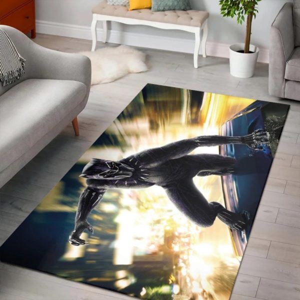 Black Panther Marvel Area Rug Carpet For Bedroom